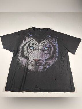 VTG 90s Liquid Blue Shirt Men 3XL Black Faded Distressed Tiger RARE Grunge 1998